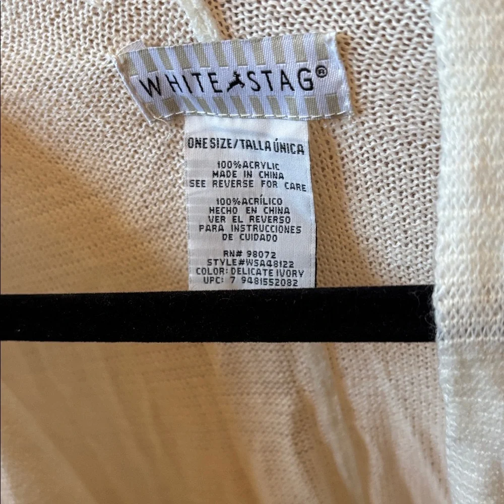White Stag Cream Open-Front shawl osfm